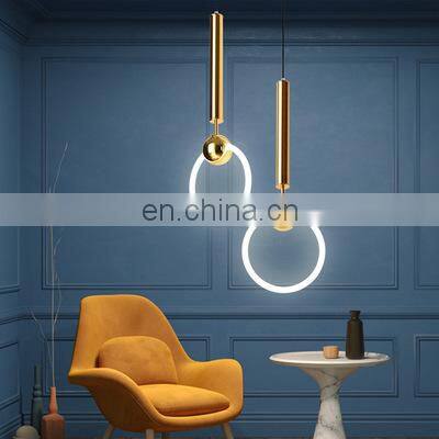Nordic Gold Semicircular Glass Shade Chandelier Home Art Living Room Pendant Lamp Ceiling Light Fixture