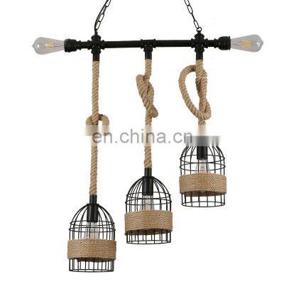 Iron birdcage hemp rope lamp environmental creative decoration for coffee shop bar dinning room lamp restaurant lighting decora