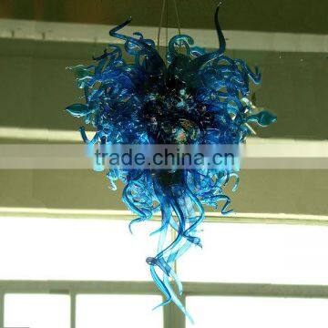 Custom 24 Lights Florid Blue Handblown Glass Light Fixture