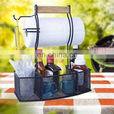 Grill utensil caddy Steel Caddy For Organizing Paper Towels, Condiments, bbq grill caddy