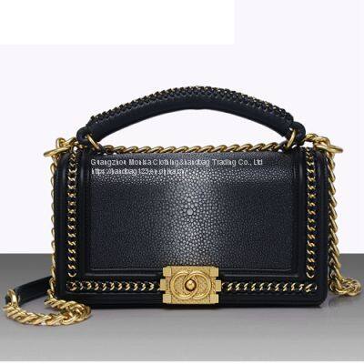 Light Luxury Women's Bag Pearl Fish Chain Bag Leather Devil Fish Gold 2022 New One-Shoulder Messenger Bag