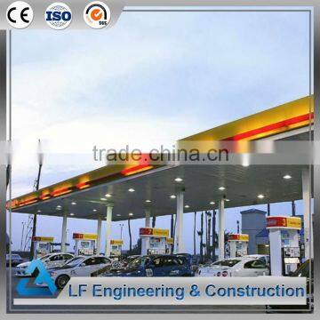 High standard prefabricated steel space frame petrol station