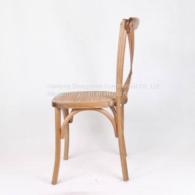 Crossback Chair Beech Wood Material Stackable With Cushion Seat With Rattan Surface EN12520 Standard photo-3