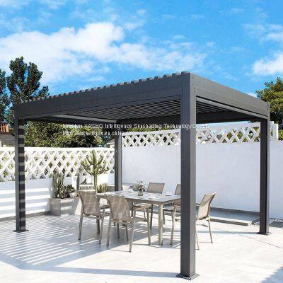 Yashengou Customized Rainproof Garden Buildings Vented Louvered Gazebo Electric Operated Pergola for Sun Coverage photo-2