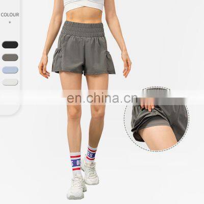 Quick Dry Two-in-one Casual Sports Gym Shorts Women Workout Running Walking Wear Side Pocket Short Pants Fitness Clothing