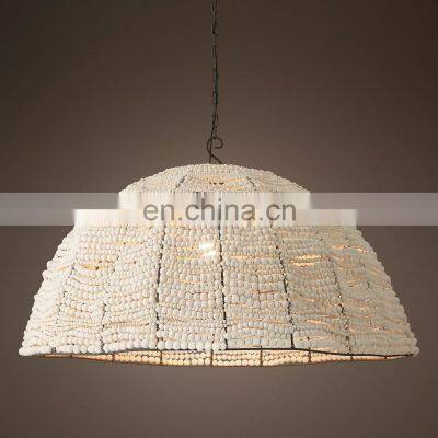 Boho chandelier Handmade Clay Bead Dome Pendant Lvory Chain Ceiling White Lightings Church Lamp