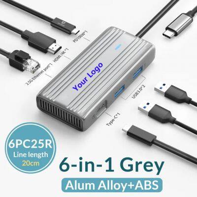 PW-6P-SV subosen USB c hubs USB A 5Gbps USB-C Gbps PD100W HDMI-compatible 4K@30Hz