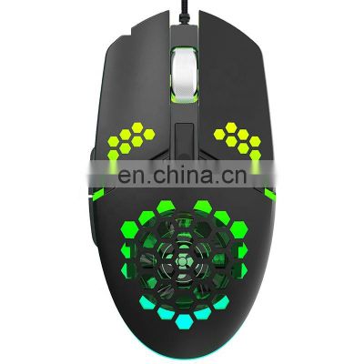 2021 new hole mouse RGB luminous fashion wired Optical Notebook game mouse