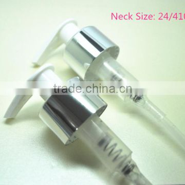 24/410 shiny silver screw neck lotion pump, cosmetic cream pump