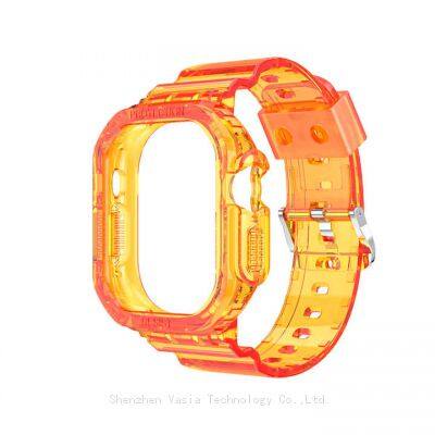 Watch Strap Bracelet Replacement Case and Bands Transparent TPU 49mm for Apple Watch 8 Ultra Watch Strap