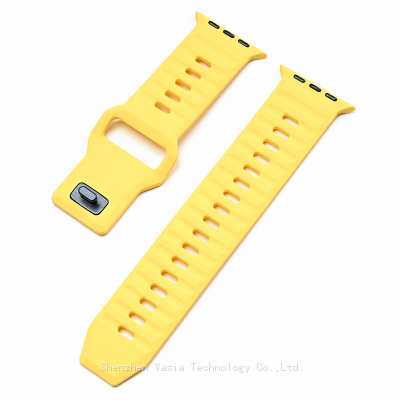 Custom Logo Replacement Wrist Watchband Silicone Smart Appl Watch Strap Band for apple Watch 9 8 7 6 5 4 Reverse Buckle Band