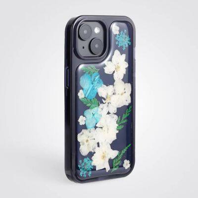 Shockproof Transparency TPU PC Glue Dropping Real Flowers Phone Case for IPhone Samsung