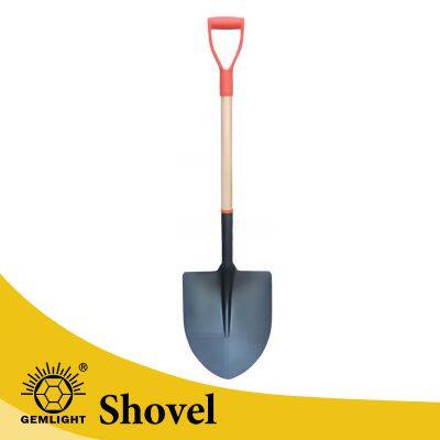 Venta al por mayor directa de la fábrica de palas de punta redonda de acero endurecido. Pala para excavar, herramienta de jardinería con mango largo para la siembra de suelos agrícolas y la excavación de zanjas.