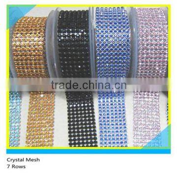 Hotfix Aluminum Rhinestone Mesh 7 Rows Shiny Crystal Rhinestone Mesh