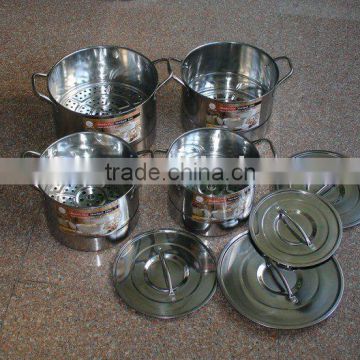 4pcs stainless steel stock pot set with steamer