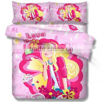 Reactive Dye Bobby Print Cotton Child Duvet Cover Bed Set 205TC In Pink Color