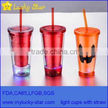 BPA Free Acrylic Double Wall 16 oz Tumblers With Straw and LED Light FDA Standard PVC or Paper Insert Mugs photo-2