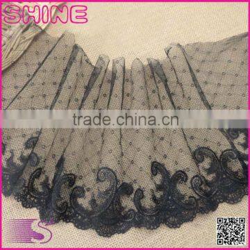 Factory Women Underwear Aceesries 7.28" Lace Fabric,18.5cm New Design Strong Eslatic Black Nylon Fashion Warp Knitting Lace