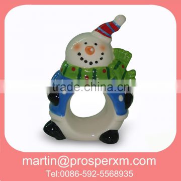 Christmas ceramic snowman napkin ring