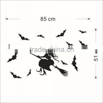 ALFOREVER Halloween Witch Fly Around Bats Vinyl Sticker,witch Wall Decals photo-2