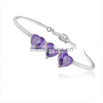 14k White Gold Plated Amethyst Zircon Bracelet FQ-9030