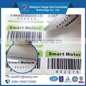 Customized tamper evident warranty sticker void if tampered