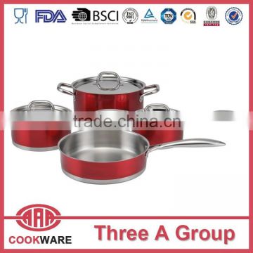 7pcs high qualityl stainless steel kitchenware with transparent high-temperature coated