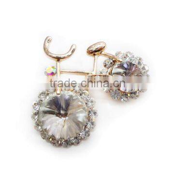 Bicycle Design Decorated Big Glass Stones Hair Pin For Girls