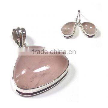 Wholesale Indian Jewelry Semi Precious Gemstone Jewelry Sets Rose Quartz Jewelry