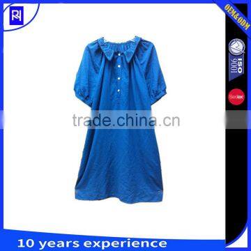 90% VISCOSE 10% WOOL Solid Dress Doll Embroidered Collar With Belt Short Sleeve Casual Daily Wear Dress photo-3