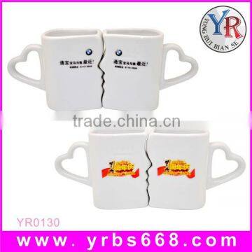 Custom Design Color Changing Couple Mugs with Special Handle for Business Advetisement Gifts