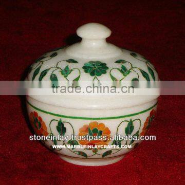 Apple Shape Marble Inlay Box Stone Inlaid Decorative Box