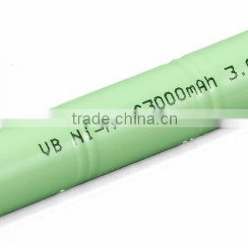 3.6V 3000mAh C NiMH battery pack for lighting