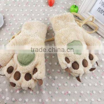 2016 good saleing and fashion design kids plush clow gloves