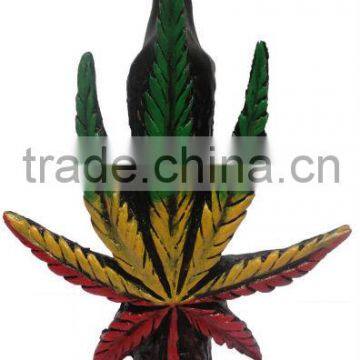 Figurine Shaped Hand Crafted Smoking Pipes - 420 leaf rasta colors