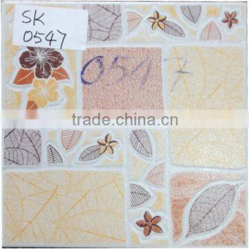 Natural leaf and flowers design non slip ceramic floor tile 30x30
