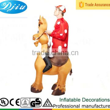 Mens Inflatable Horse & Jockey Costume Fancy Dress Outfit Races Animal Adult