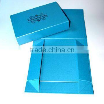 High end blue folding board cardboard storage box with magnets