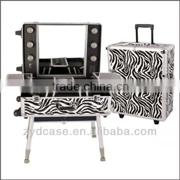 All Black Professional Studio Makeup Case with legs and Lights ZYD-LG51