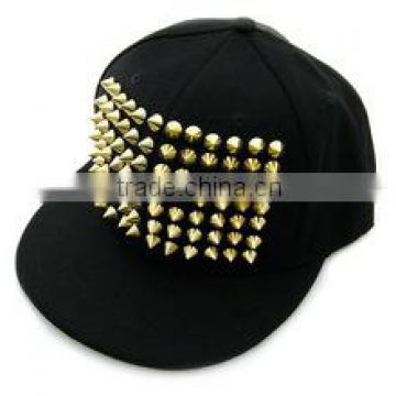 Stud Spike Black Leather Snapback Caps