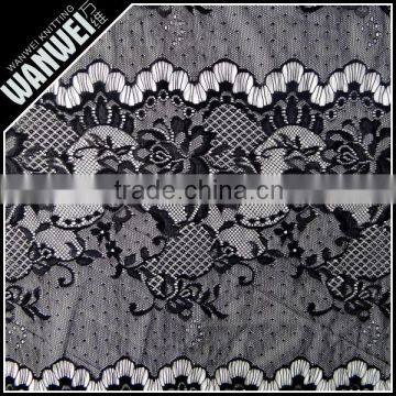 black eyelash lace with beautiful flowers new designer French lace fabric nylon made by Changle factory