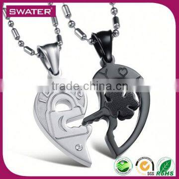 Wholesale  Couple Zircon Broken Heart Chain Necklace