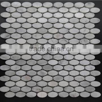 Oval Carrara White Marble Polished Mosaic photo-2