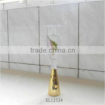 Gold Colored Thick Stem Long Champagne Glasses photo-2