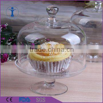 Handmade clear Birthday decor mini glass cake plate with dome                        
                                                Quality Choice