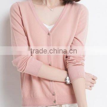 2015 hot sale ladies hand made knitting wool/acylic cardigan