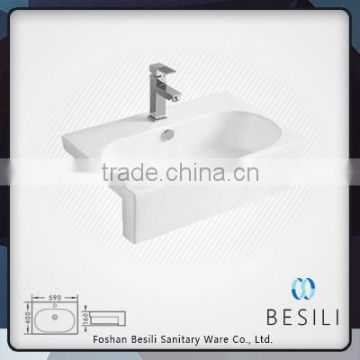 Semi recessed bathroom ceramic wash basin D8208