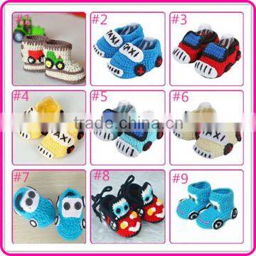 cute knitted car pattern custom handmade newborn baby crochet shoes                        
                                                Quality Choice