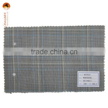 grey plaid poly wool viscose blend fabric in stock