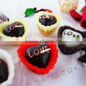 1pcs cake chocolate scented candle with love heart shape